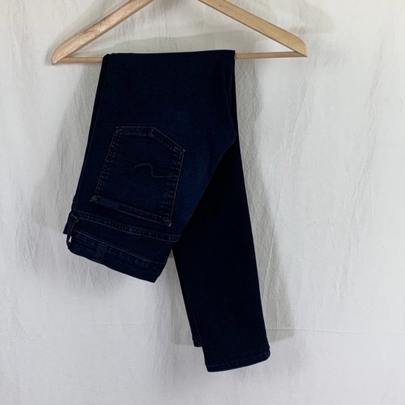 7 For All Mankind Gwenevere Skinny Jean in Dark Blue Denim Wash - Picture 1 of 8